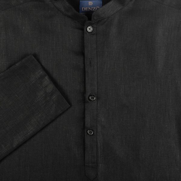 DENZO® PREMIUM LONGSLEEVE FULL LENGTH KURTA - BLACK - Image 3
