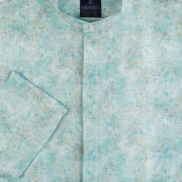 DENZO® PREMIUM LONGSLEEVE HALF LENGTH KURTA - GREEN PRINT - Image 4