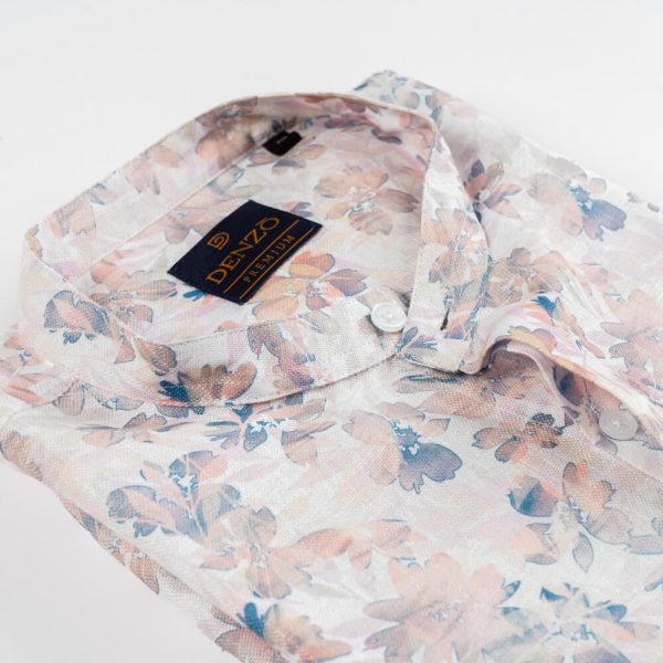 DENZO® PREMIUM LONGSLEEVE HALF LENGTH KURTA - WHITE FLORAL - Image 3