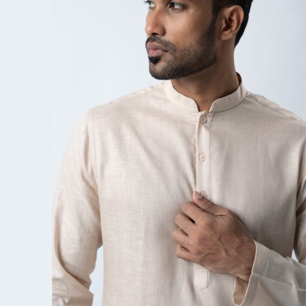 DENZO® PREMIUM LONGSLEEVE FULL LENGTH KURTA - BEIGE - Image 2