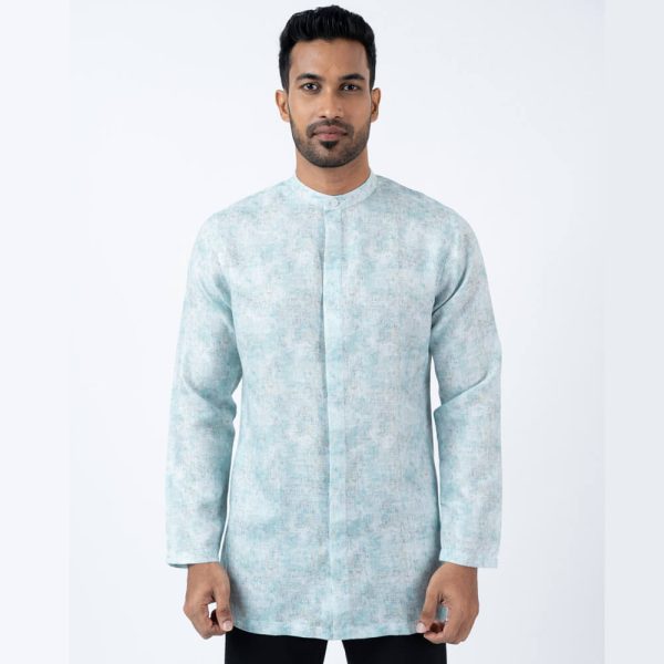 DENZO® PREMIUM LONGSLEEVE HALF LENGTH KURTA - GREEN PRINT