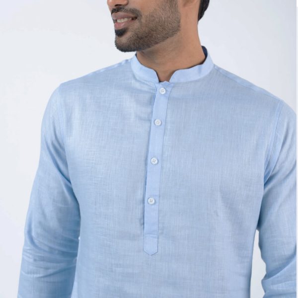 DENZO® PREMIUM LONGSLEEVE FULL LENGTH KURTA - LIGHT BLUE - Image 2