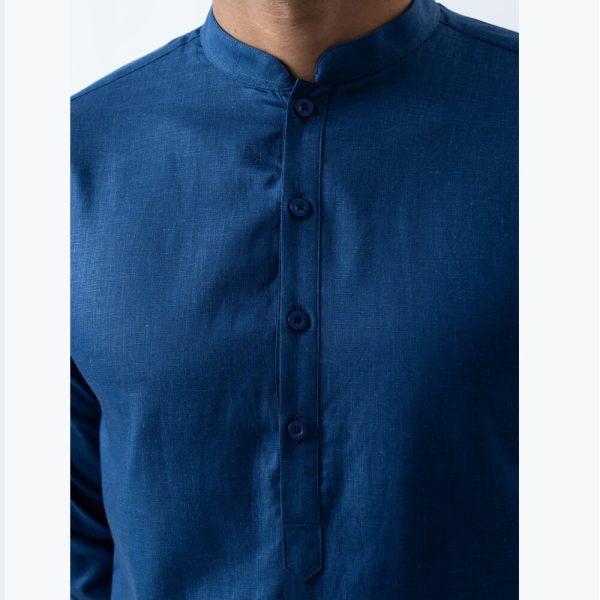 DENZO® PREMIUM LONGSLEEVE FULL LENGTH KURTA - NAVY BLUE - Image 2