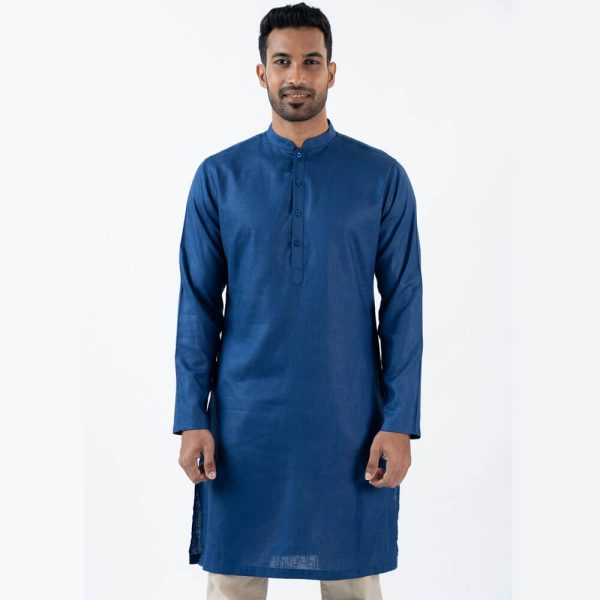 DENZO® PREMIUM LONGSLEEVE FULL LENGTH KURTA - NAVY BLUE