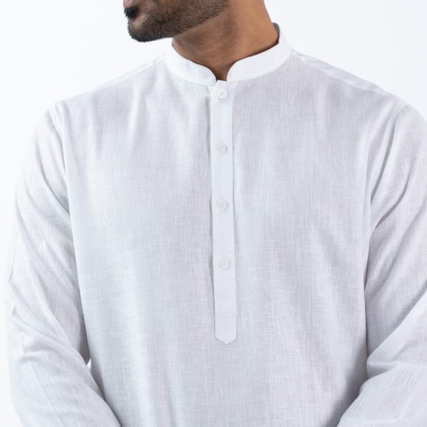 DENZO® PREMIUM LONGSLEEVE FULL LENGTH KURTA - WHITE - Image 2