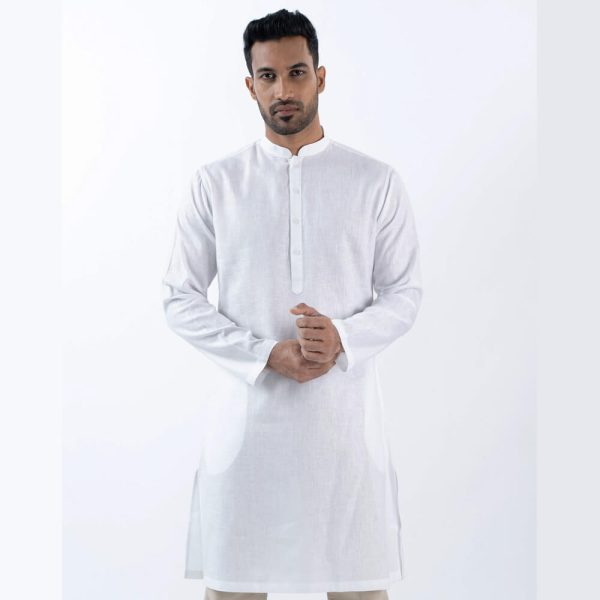 DENZO® PREMIUM LONGSLEEVE FULL LENGTH KURTA - WHITE