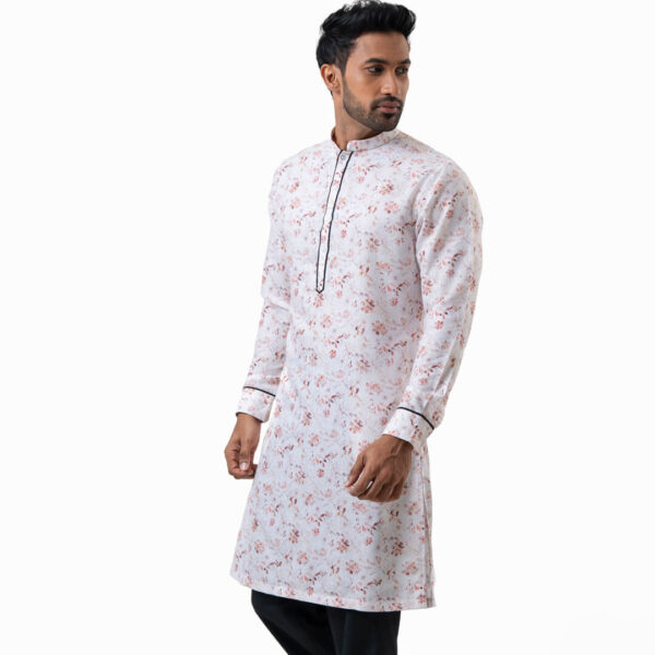 DENZO® PREMIUM LONGSLEEVE HALF LENGTH KURTA – BROWN FLORAL