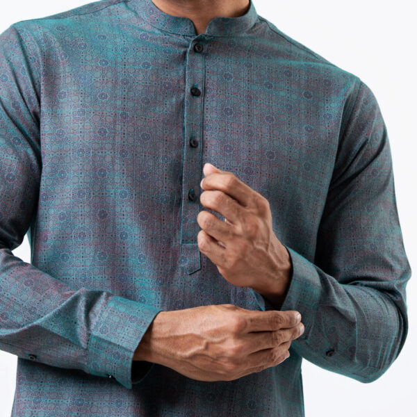 DENZO® PREMIUM LONGSLEEVE FULL LENGTH KURTA – GREEN SHOT