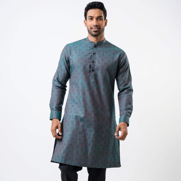 DENZO® PREMIUM LONGSLEEVE FULL LENGTH KURTA – GREEN SHOT - Image 2