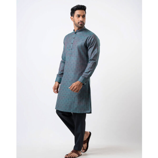 DENZO® PREMIUM LONGSLEEVE FULL LENGTH KURTA – GREEN SHOT - Image 3