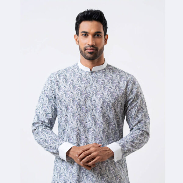 DENZO® PREMIUM LONGSLEEVE FULL LENGTH KURTA – BLUE PAISLY