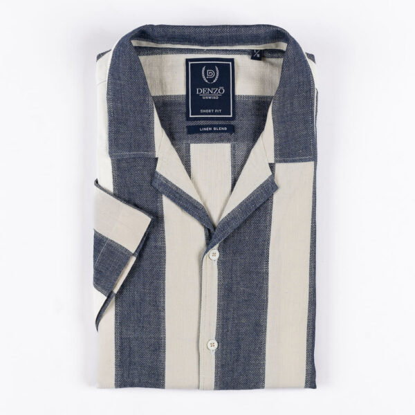 DENZO® UNWIND - TWO TONED WIDE STRIPE CUBAN COLLAR SHIRT - Image 3
