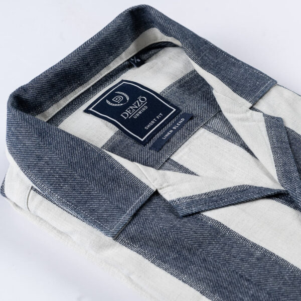 DENZO® UNWIND - TWO TONED WIDE STRIPE CUBAN COLLAR SHIRT - Image 2