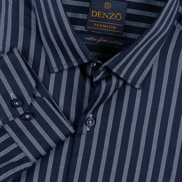 DENZO®NAVY GREY STRIPED LONG SLEEVE SHIRT