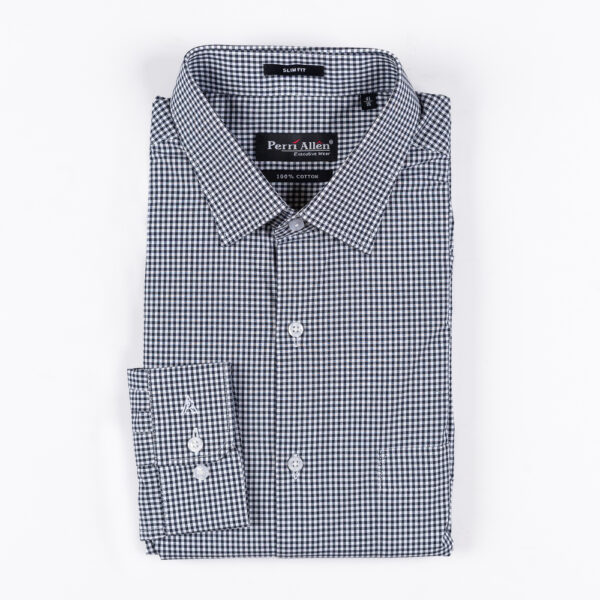 PERRI ALLEN® GREY WHITE MICRO CHECK SHIRT - Image 3