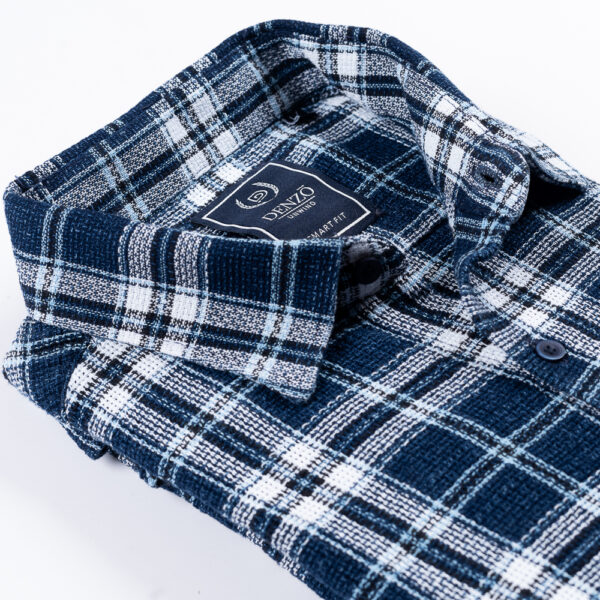 DENZO® BLUE CHECK STRAIGHT COLLAR SHIRT