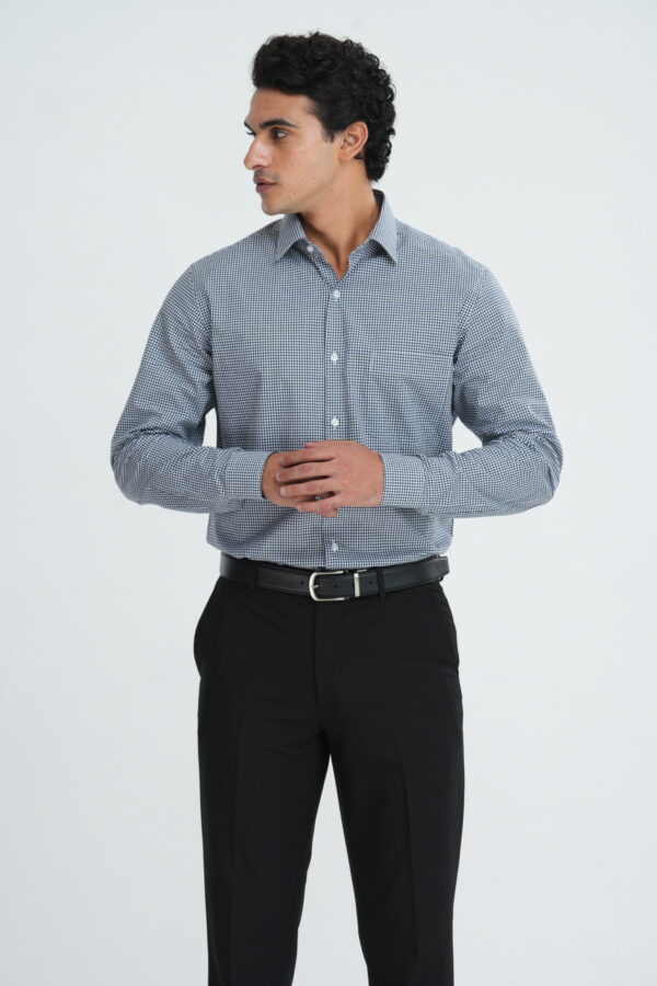 PERRI ALLEN® GREY WHITE MICRO CHECK SHIRT